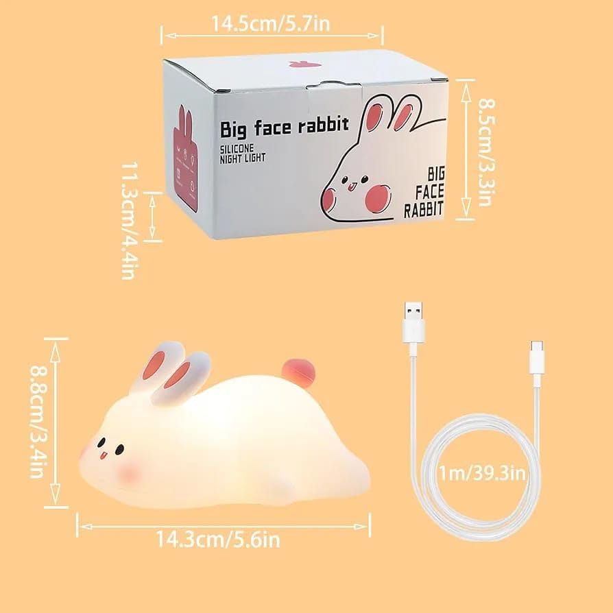 USB Rechargeable Cute Rabbit Silicon LED Lamp Light