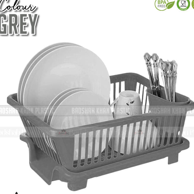 3 In 1 Large Plastic Kitchen Sink Dish Rack Drainer Durable Space-Saving Organizer